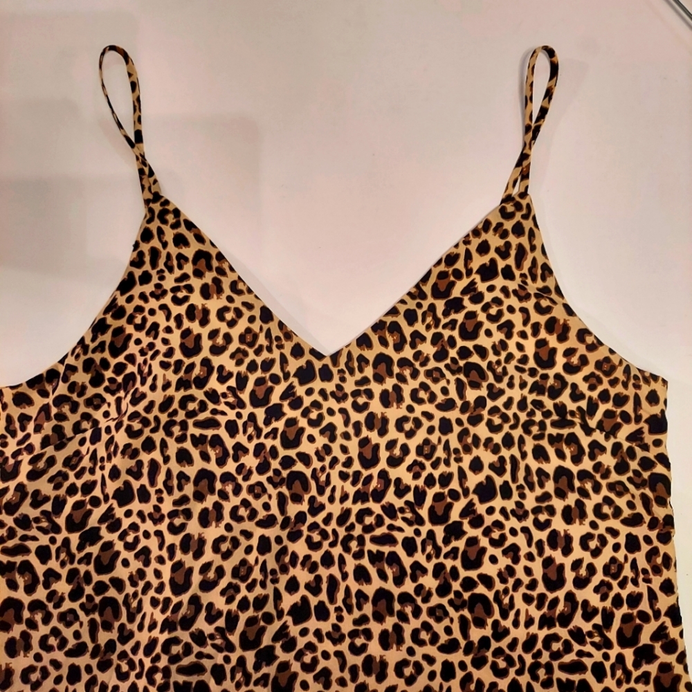 Summery slip dress 90s LA MIEL Leopard Print Mini Dress
